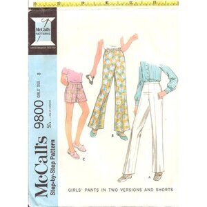 McCalls‎ Vintage 9800 Sewing Pattern Girls Size 8 Pants & Shorts